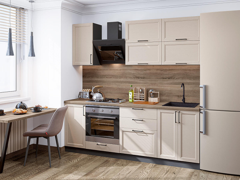Кухня Сканди-01 Cream Silkwood/Graphite 2140*2200*600