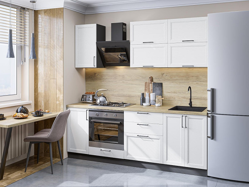Кухня Сканди-01 White Silkwood/Graphite 2140*2200*600