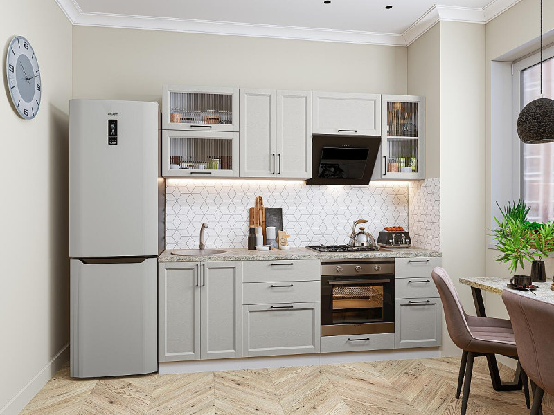 Кухня Сканди-02 Grey Silkwood/Белый 2140*2200*600