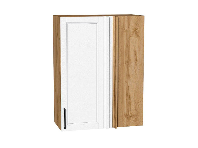 920*700*Шкаф верхний прямой угловой Сканди White Silkwood/Дуб Вотан