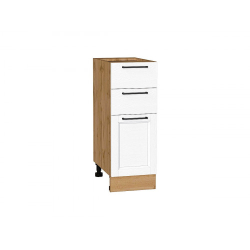 816*300*Шкаф нижний с 3-мя ящиками Сканди White Silkwood/Дуб Вотан